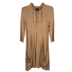 Chelsea & Theodore Tunic Hoodie Jacket Womens Small Brown Pockets Boho Edgy